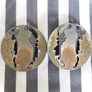 Vintage Art Nouveau Silver and Foliage Earrings